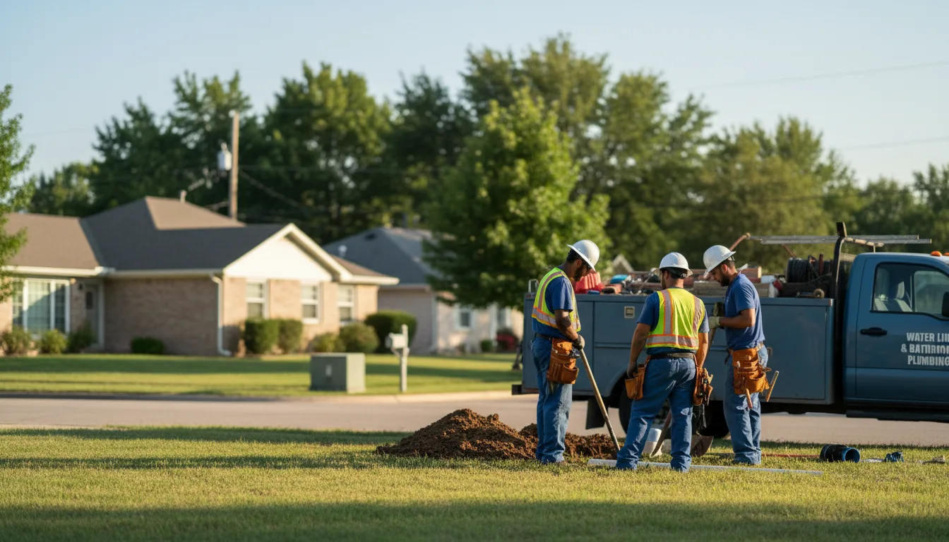 Residential water line and bathroom plumbing service in Grant, OK